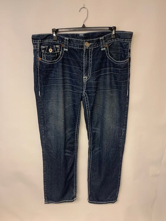 True Religion Other - True Religion Jeans Dark Blue Wash Straight Leg Distressed Whiskering Mens SZ 42